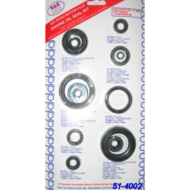 K&S ENG.SEAL KIT 12PCS YZ250/WR250 88-98. 51-4002