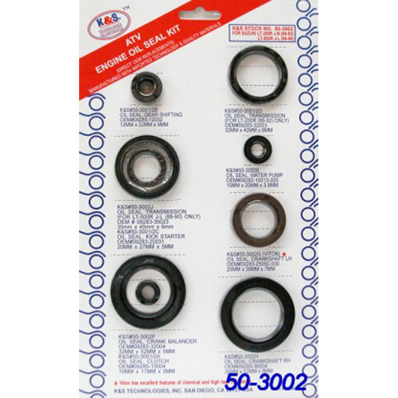 K&S ENG.SEAL KIT 8PC LT250R/500R 87-92. 50-3002