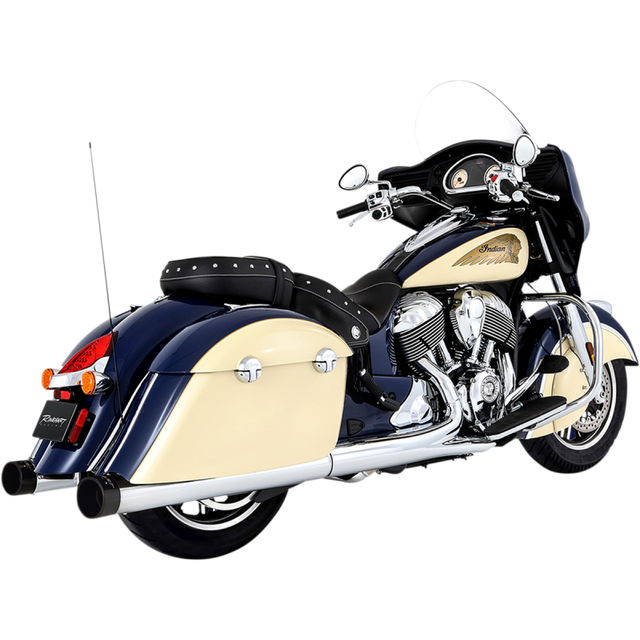 RINEHART RACING 4" MUFFLERS INDIAN CHRM W/BLK END CAPS 500-0502
