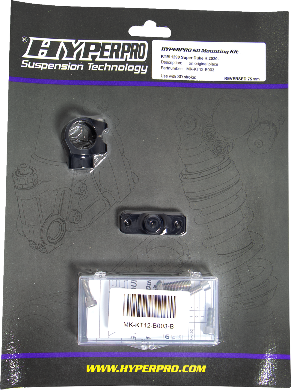 HYPERPRO SD MOUNT. KIT BLACK KTM 1290 SUPER DUKE R 20-23 MK-KT12-B003-B