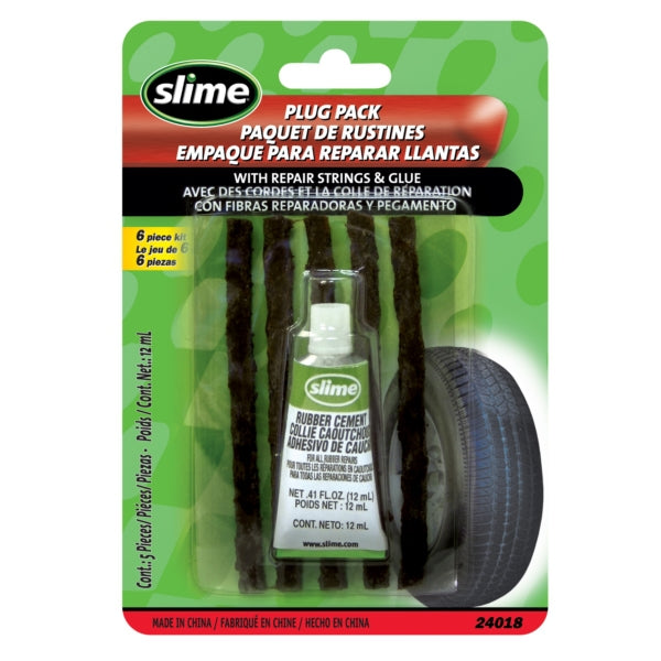 SLIME TIRE REPAIR PLUGS W/GLUE QTY5 24018