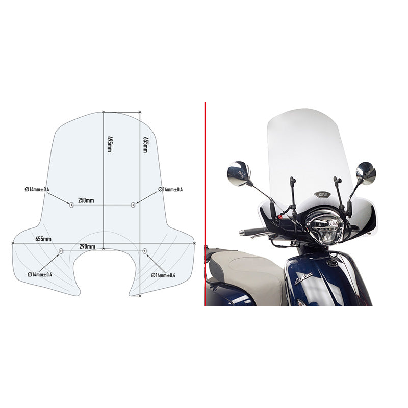 GIVI CLEAR WINDSCREEN KYMCO LIKE 150I 6109A