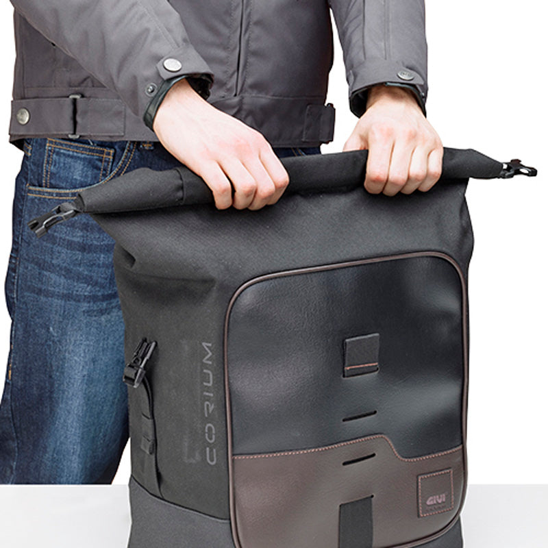 GIVI SIDE BAG CORIUM DARK BROWN 16LT CRM102