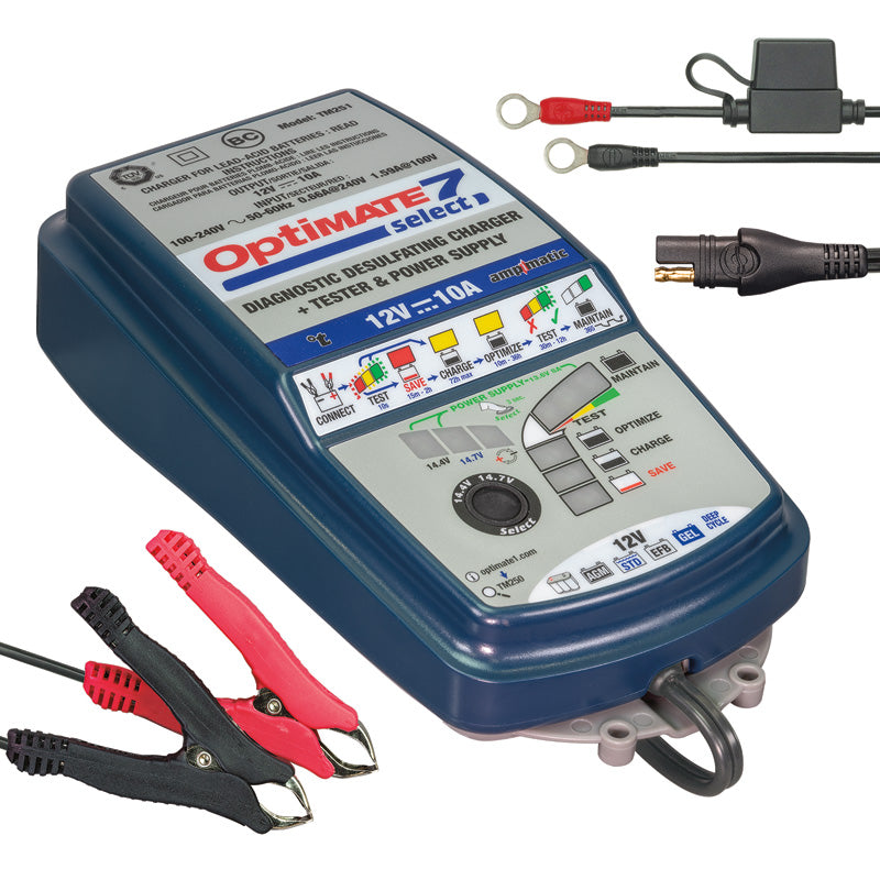 TECMATE OPTIMATE 7 SELECT 9-STEP 10A CHARGER DEEP CYCLE TM-251