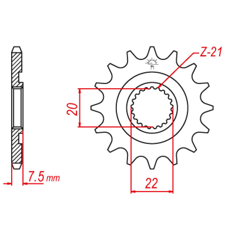 ITL FRONT SPROCKET HON CR125R (04-07) (JTF1323-13) 110453