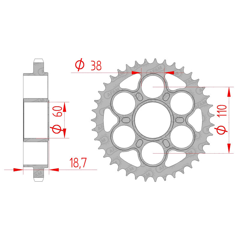 AFAM REAR SPROCKET DUC PANIGALE 1199 (12-14) 50901-41 50901-41