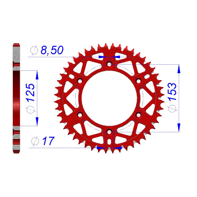 AFAM SPR.RED ALLOY 48T 520 HONDA. 11212PR_48