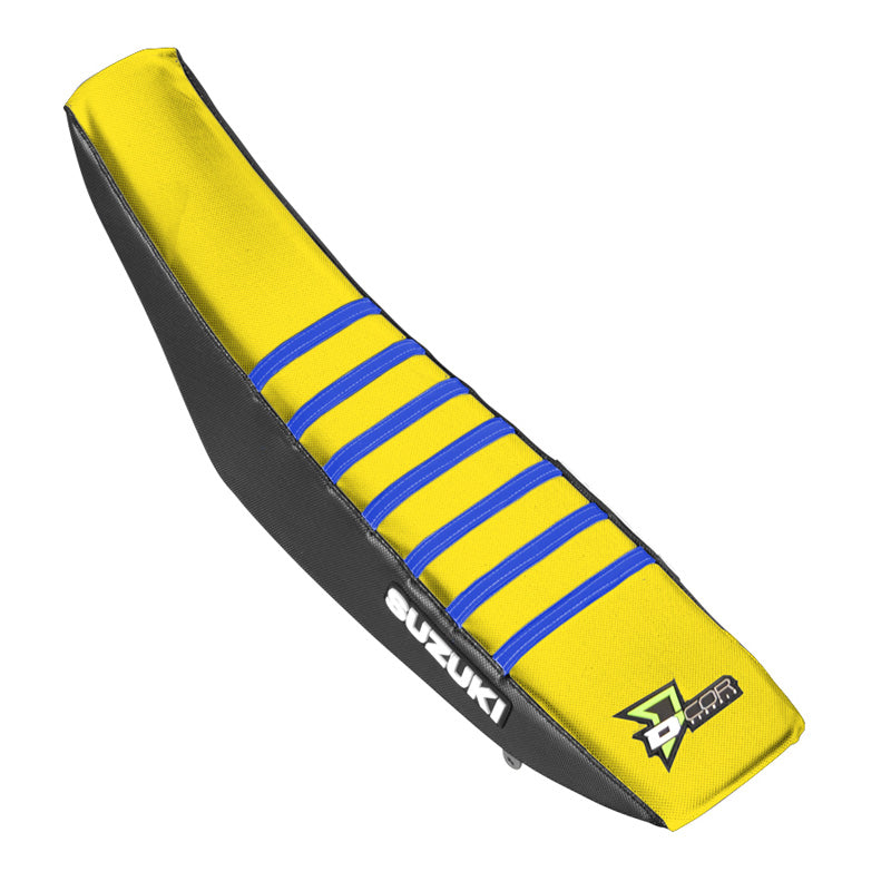 D'COR VISUALS SEAT COVER BLK /YEL BLU SUZRMZ250(04-18)450(05-17) 30-40-454