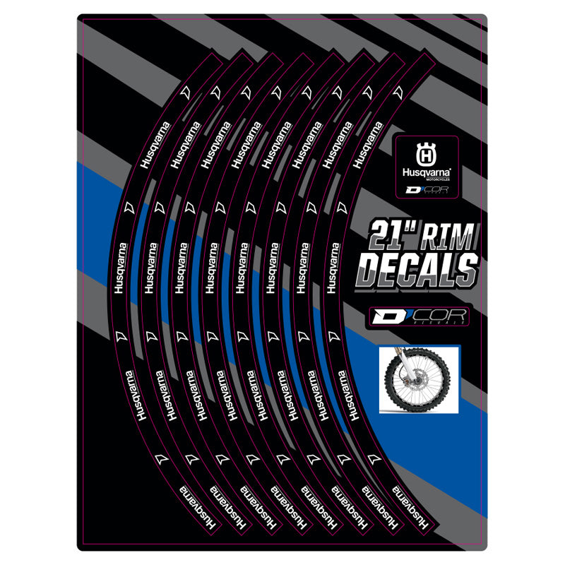 D'COR VISUALS RIM DECALS 21 FRONT HUSQVARNA LOGOS 40-80-210