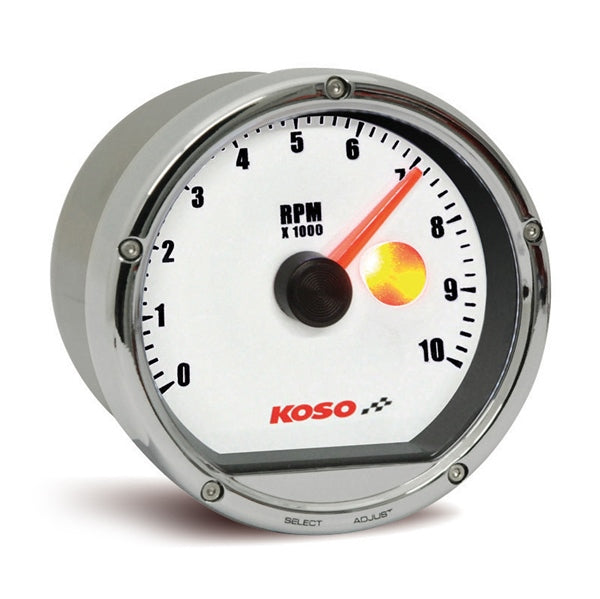 KOSO TACHOMETER TNT 10KRPM SHIFT LIGHT WH/SI BA035120