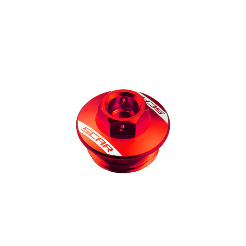 SCAR OIL FILLER PLUG HONDA/YAMAHA RED OFP100R