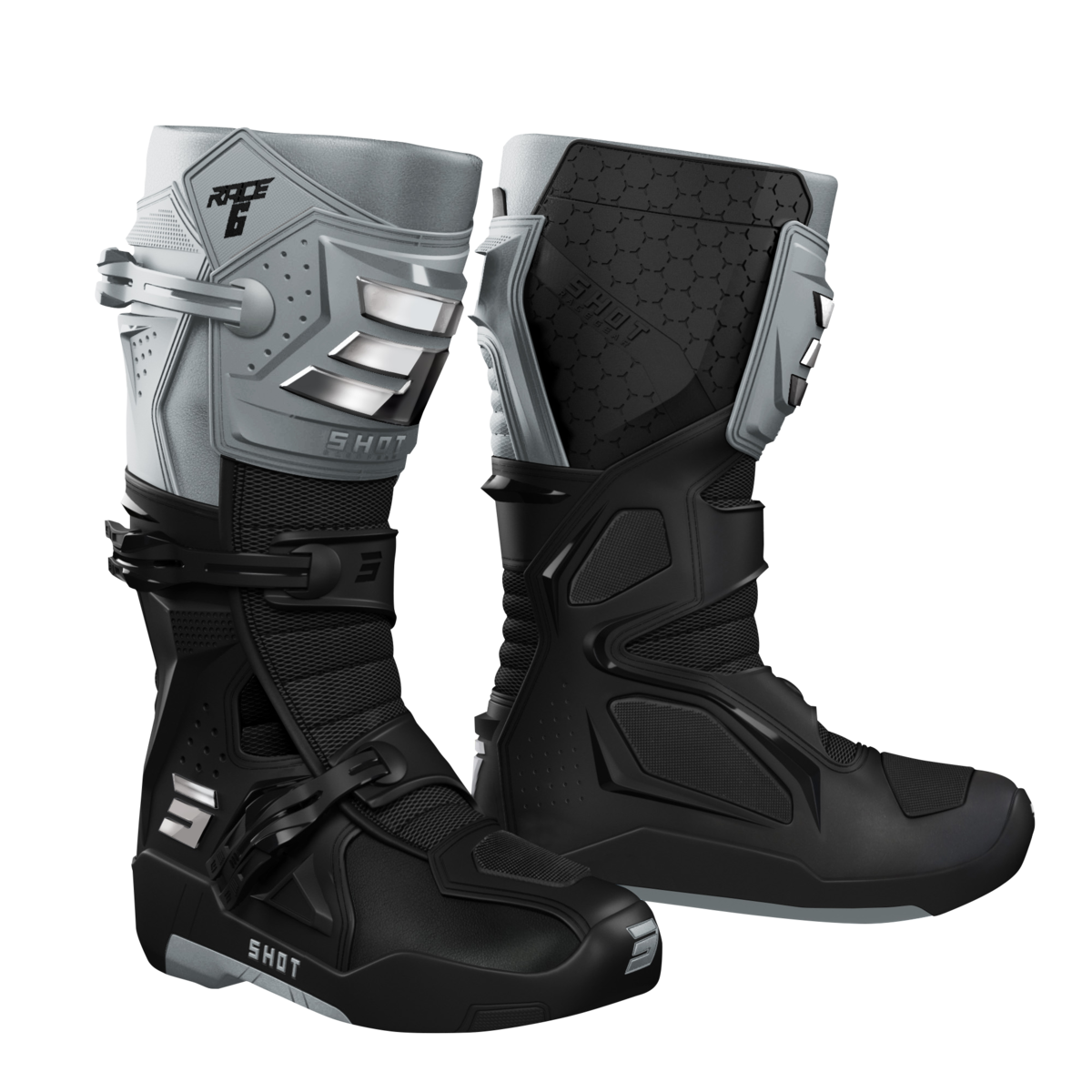 SHOT RACE 6 MX BOOT BLK/GREY CHROME 42 (9) 244-03826