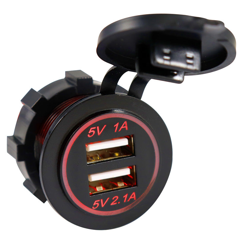 ITL USB CHARGER 2X2.1A INSERT TYPE RED LED 2600070
