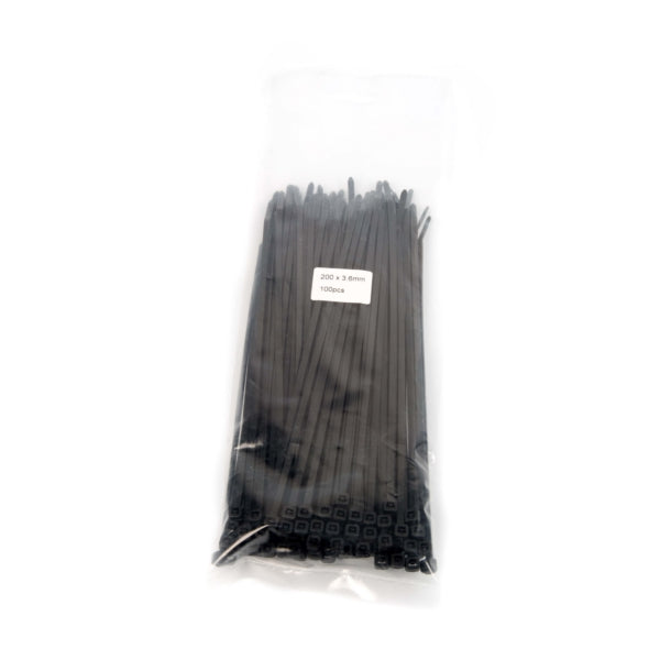 OXFORD PRODUCTS CABLE TIES 3.6X200MM BK QTY100 OXFORD BR304