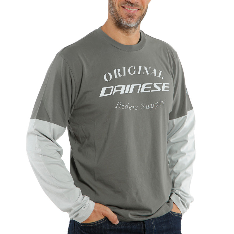 DAINESE PADDOCK T-SHIRT LS CHARCOAL-GRAY/GLACIER-GRAY 1896840-71F-XL