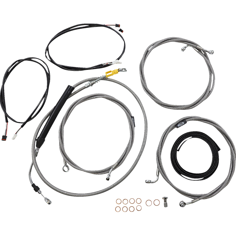 LA CHOPPERS MINI HANDLEBAR CABLE KIT PLUG AND PLAY WIRING STAINLESS LA-8058KT3-08
