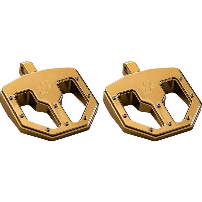 PRO-ONE PERF.MFG. PRO PEG, BMX V1, BILLET MINI FLOORBOARDS, GOLD TIN COATED 500761TIN