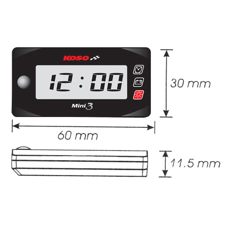 KOSO MINI 3 CLOCK / VOLT METER BA003160