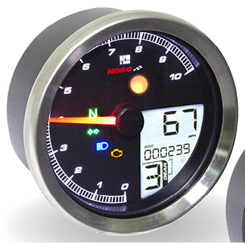 KOSO TNT-04 MULTIFUNCTION METER SILVER BEZEL BA051401