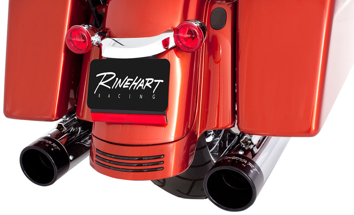 RINEHART RACING 95-16 FLH 4" SLIP-ONS CHR W/BLK END CAPS - REV2 500-0102