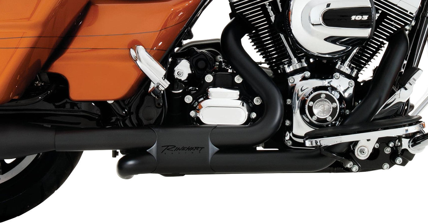 RINEHART RACING 09-16 FLH SLIMLINE DUALS HEADER KIT BLACK 100-0451