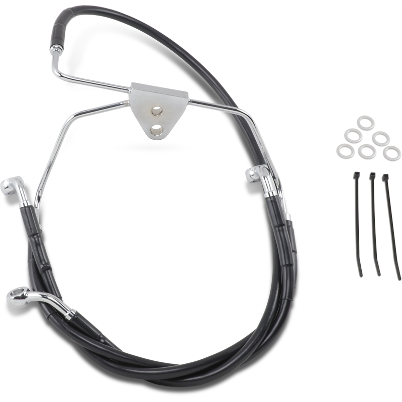 DRAG SPECIALTIES 96-07 FLHT/X BLK FRT BRAKE LINE KIT 660411-BLK