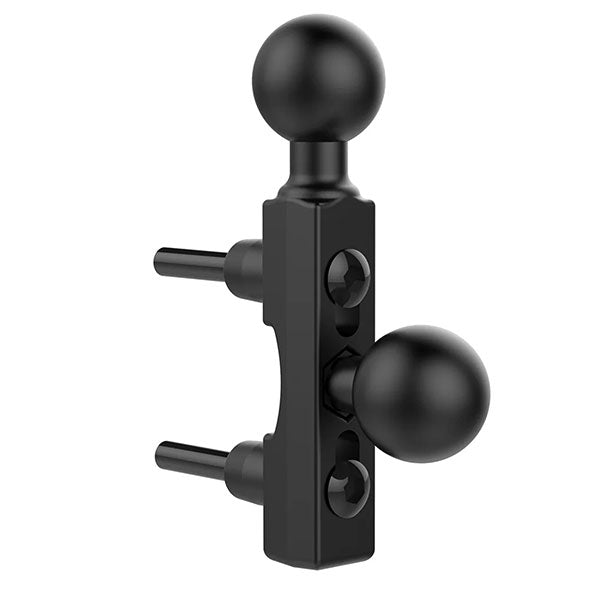 RAM MOTORCYCLE BRAKE/CLUTCH RESERVOIR BASE WITH ADD-ON BALL BLACK, DOUBLE BALL RAM-B-309-2U