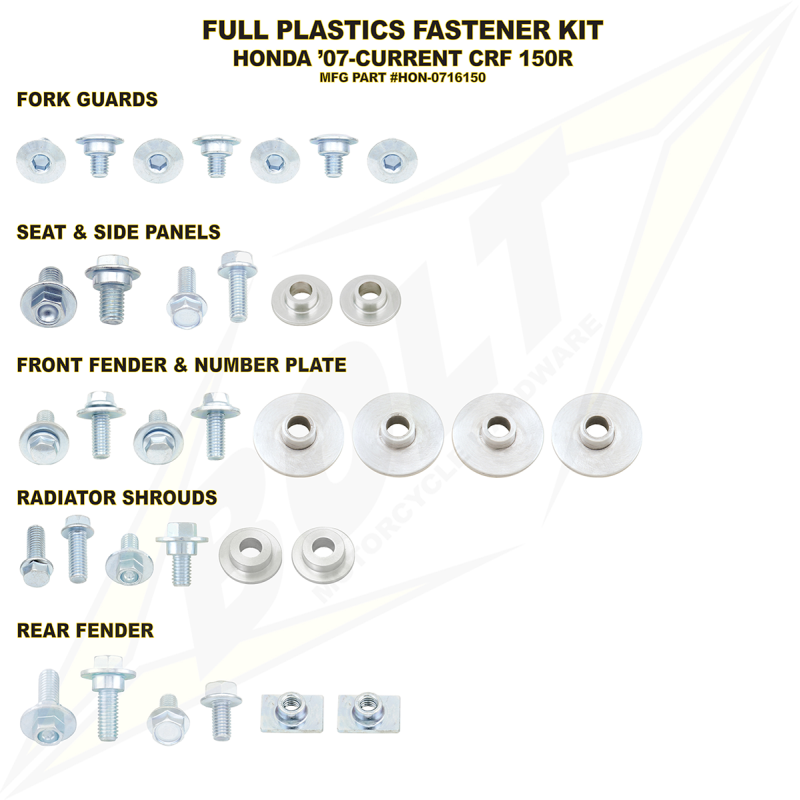 BOLT Honda Full Plastics Fastener (Kt) HON-0716150