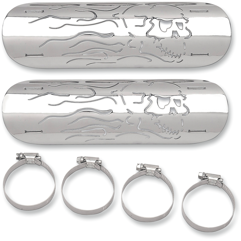 DRAG SPECIALTIES FLAMING SKULL H/SHIELD 10" (PR) 1861-0102