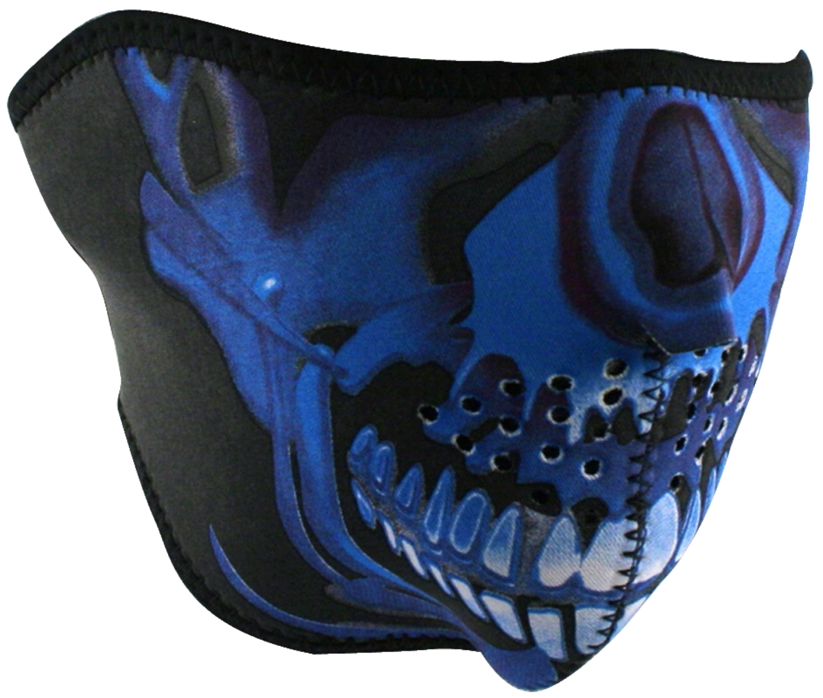 ZAN HEADGEAR 1/2 MASK BLUE CHROME SKULL WNFM024H