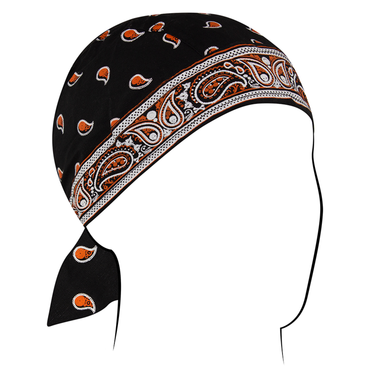 ZAN HEADGEAR FLYDANNA COTTON CLASSIC BANDANA BK & OR Z197