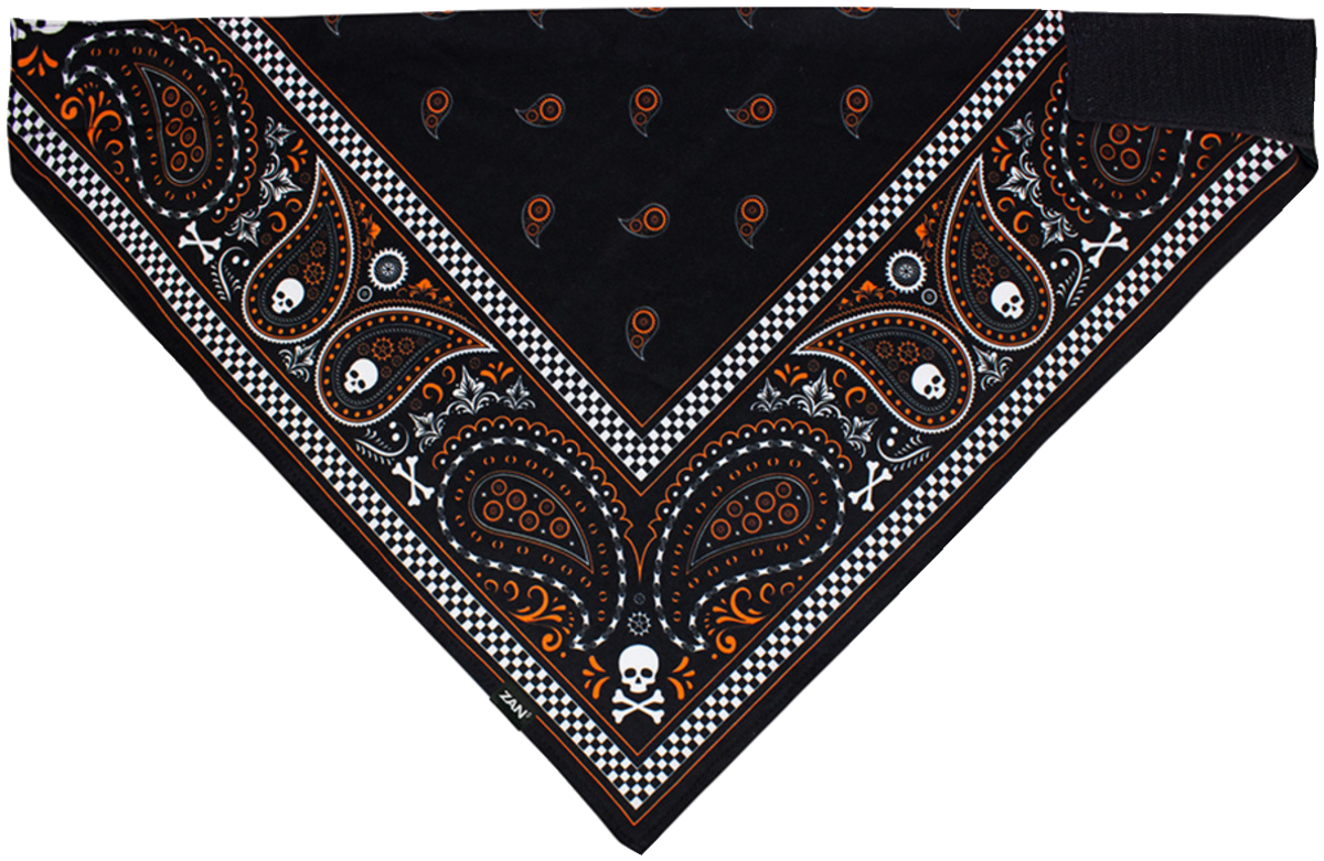 ZAN HEADGEAR BANDANNA SPORTFLEX BLACK & ORANGE BL197