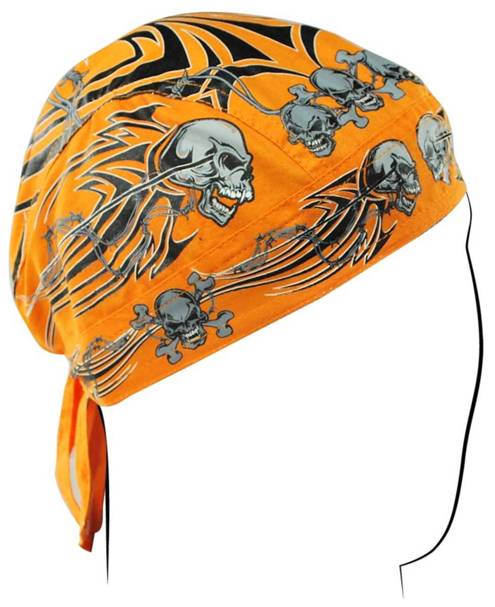 ZAN HEADGEAR FLYDANNA COTTON ORANGE TRIBAL SKULL Z669
