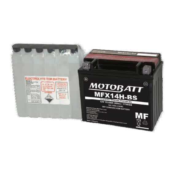 MOTOBATT MFX14H-BS BATTERY YTX MFX AGM MOTOBATT MFX14H-BS