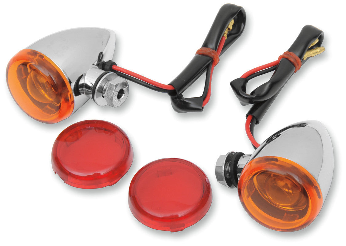 DRAG SPECIALTIES MINI DEUCE MARKER LIGHTS AMB/RED (PR) 2040-0531