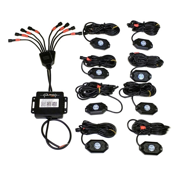 QUAKELED ROCK LIGHT RGB W/CONTROLLER 8 PCS QTL767