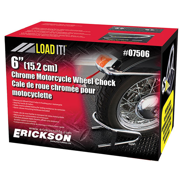 ERICKSON REMOVABLE CHROME MOTORCYCLE WHEEL CHOCK 6" 07506