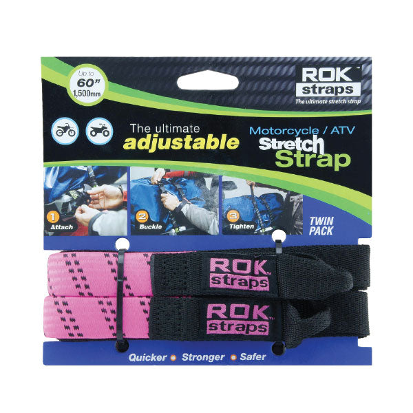 ROK MOTORCYCLE & ATV STRETCH STRAPS 1 X 60" PINK ROK00015