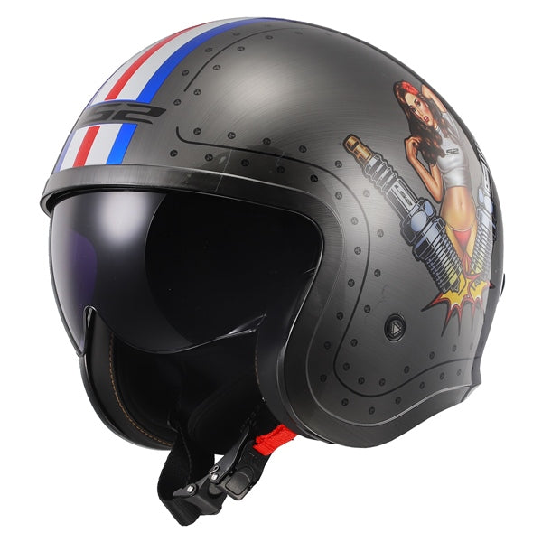 LS2 HELM SPITFIRE SPARK BRUSHED ALLOY XL 599-1175