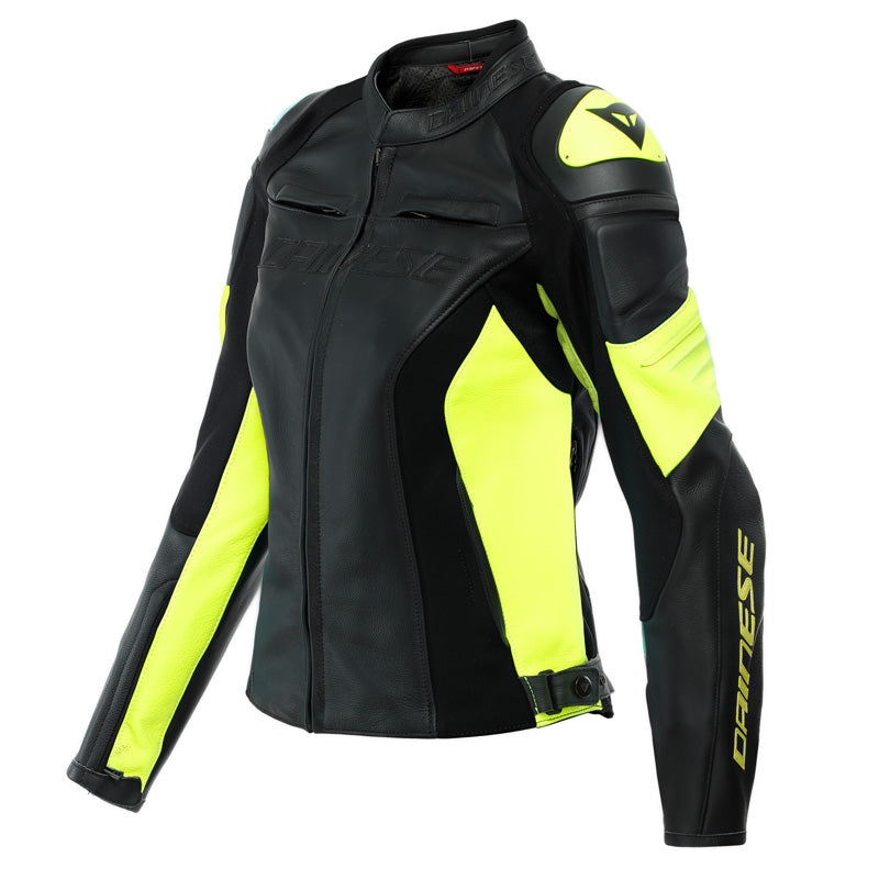 DAINESE RACING 4 LADY LEATHER JACKET BLACK/FLUO-YELLOW 2533848-620-40