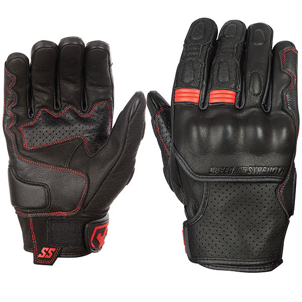 SPEED AND STRENGTH MEN'S TWIST OF FATE LEATHER GLOVES SMALL RED/BLACK SSC23150-6