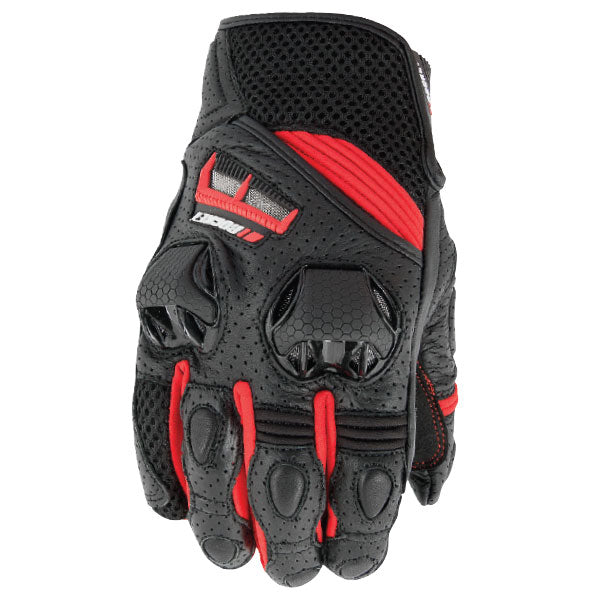 JOE ROCKET MEN'S SPEEDMASTER AIR LEATHER/MESH SHORT GLOVES LARGE - RED/BLACK 4-342416