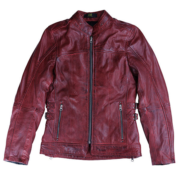 HELGRADE BERGEN WOMEN'S LEATHER JACKET OX BLOOD XL 8-402516