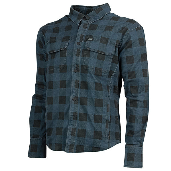 SPEED AND STRENGTH MEN'S TRUE GRIT ARMOURED MOTORCYCLE SHIRT MEDIUM NAVY PLAID SSC24130-8
