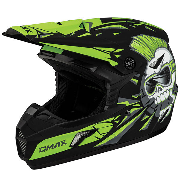 GMAX MX46Y UNSTABLE MX YOUTH HELMET YOUTH LARGE BLACK/GREEN D3465222