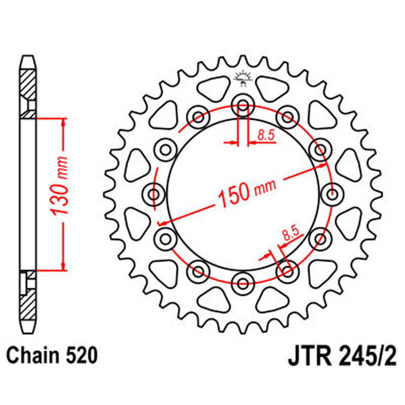 JT SPROCKETS SPR.43T XR500R 82/XR600R 83-87/WR250R 08-15 OE JTR245_2_43