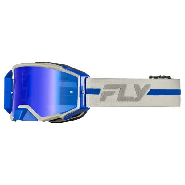 FLY RACING ZONE PRO GOGGLES GREY/BLUE FRAME BLUE MIRROR/SMOKE LENS 37-51918