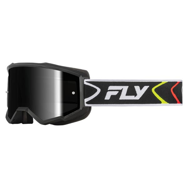 FLY RACING ZONE GOGGLES WHITE/BLACK FRAME BLACK MIRROR/SMOKE LENS 37-51537
