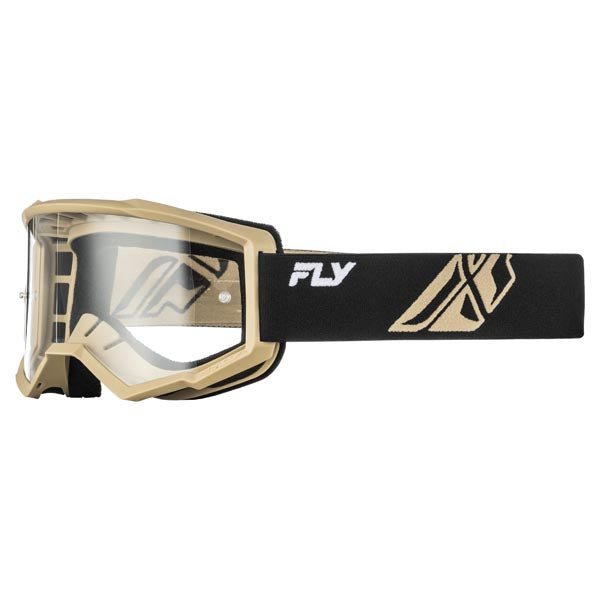FLY RACING FOCUS GOGGLES BLACK/KHAKI FRAME CLEAR LENS 37-51166