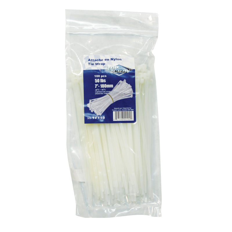 ITL NYLON CABLE TIES WHITE 7' (QTY 100) 4303000